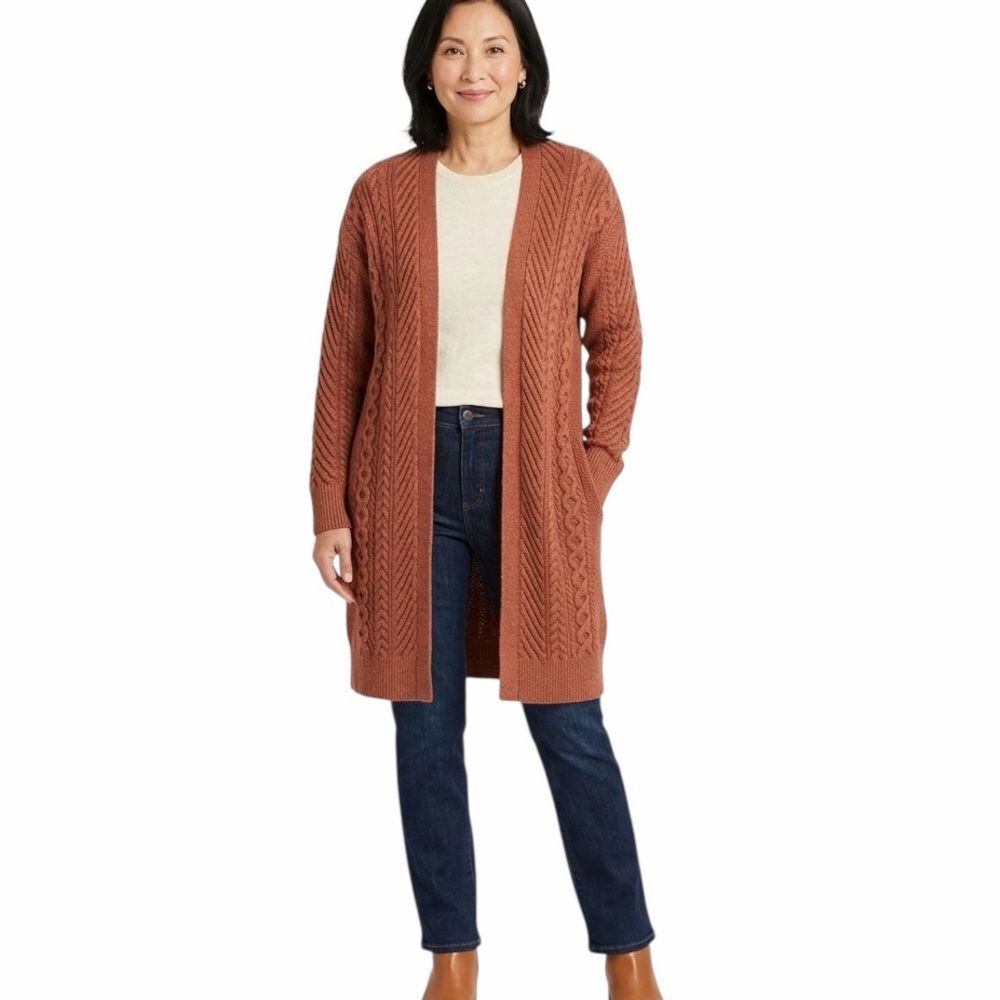 Nili Lotan Cable Knit Long Line Cardigan Size M
